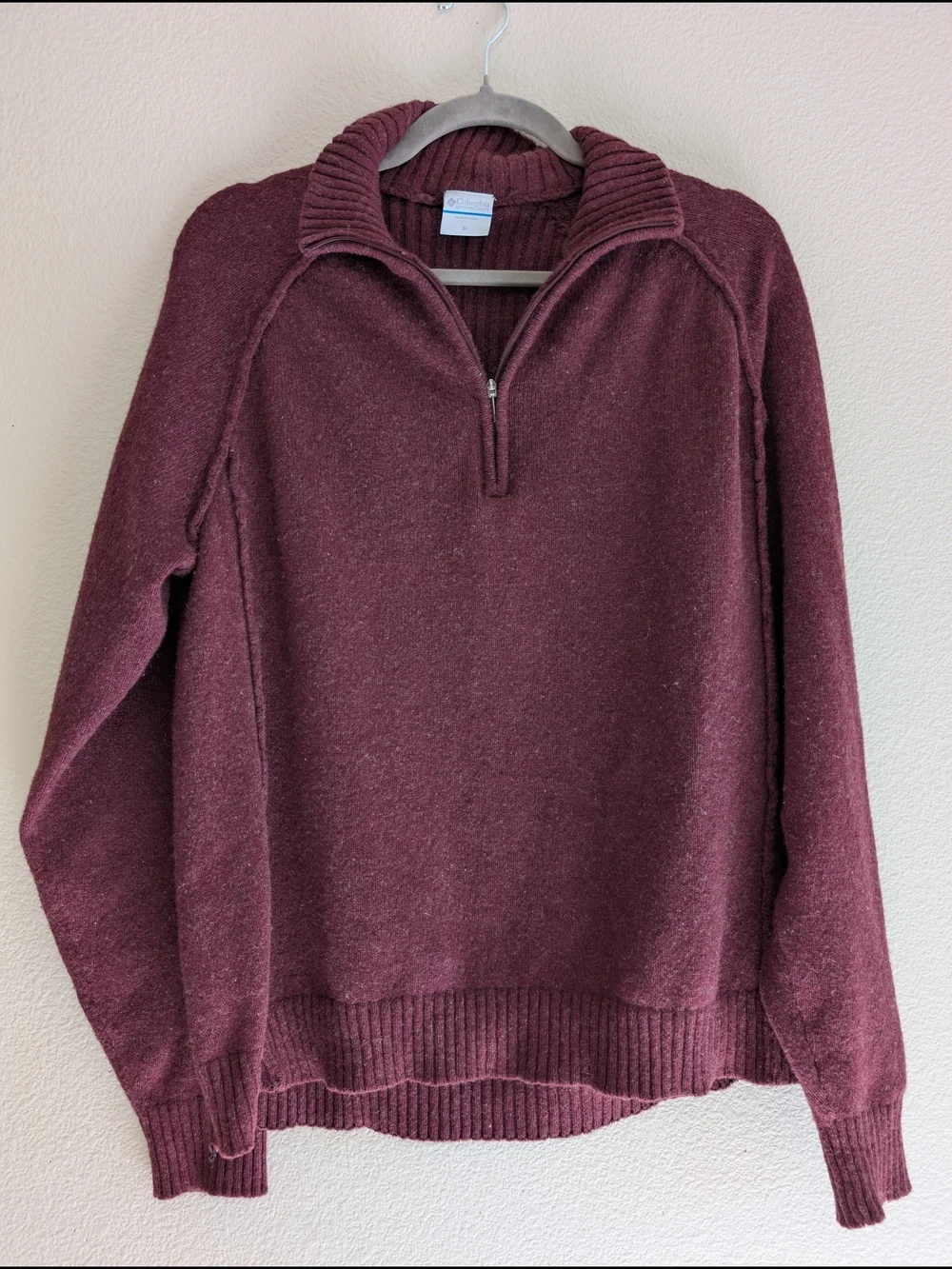 Columbia Wool Quarter Zip-Up Sweater Size Medium